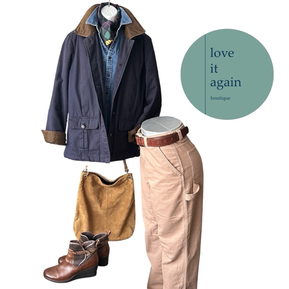 Jessica Navy and Brown Women's Barn Chore Jacket